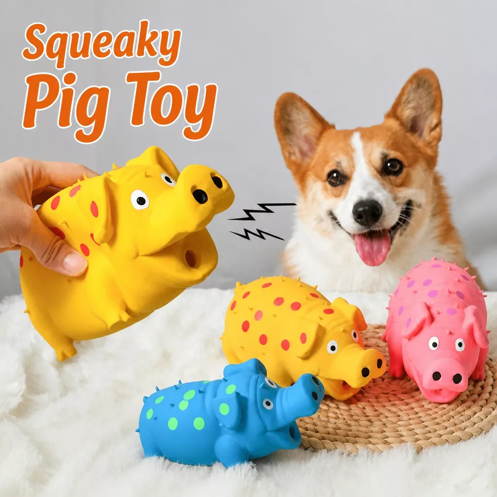Pig-Shaped Squeaky Dog Toy for Interactive Play