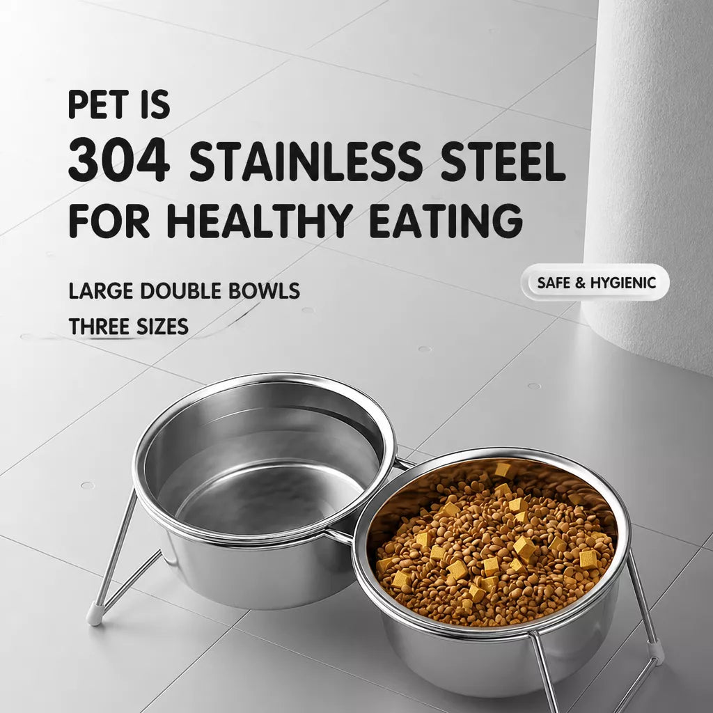 Elevated Stainless Steel Pet Bowl Stand for Dogs & Cats