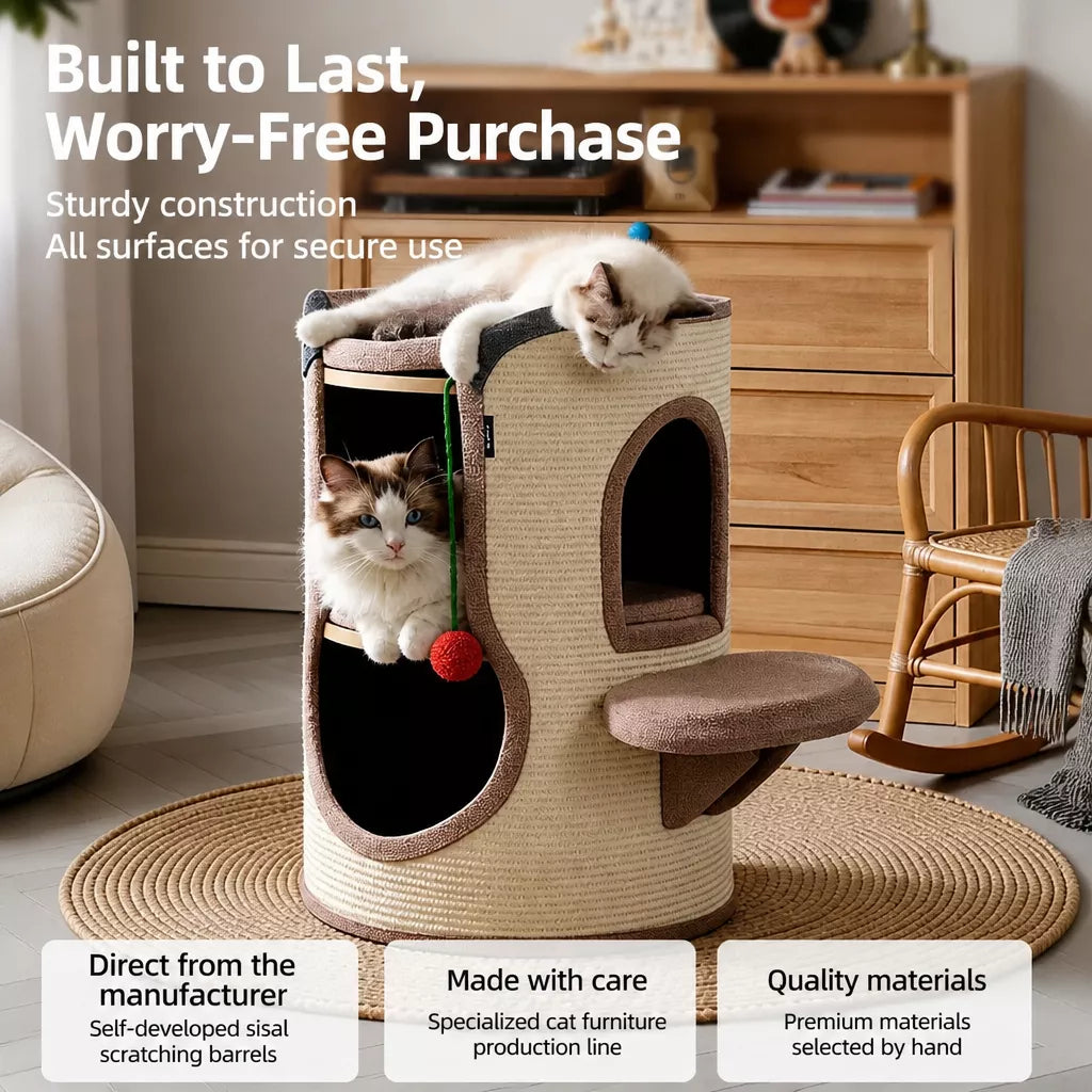 Cat Scratching Barrel Climbing Tower