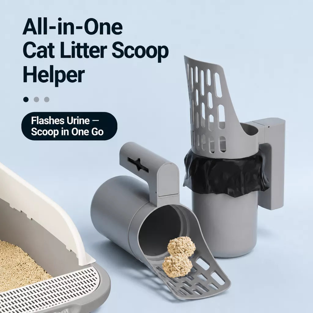 All-in-One Cat Litter Scoop with Bag Roll Holder