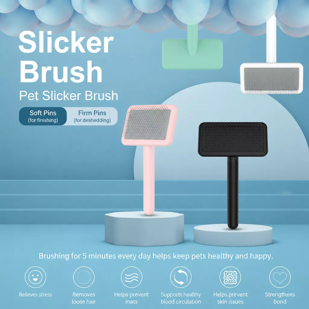 Pet Grooming Pin Brush for Detangling and Fluffing