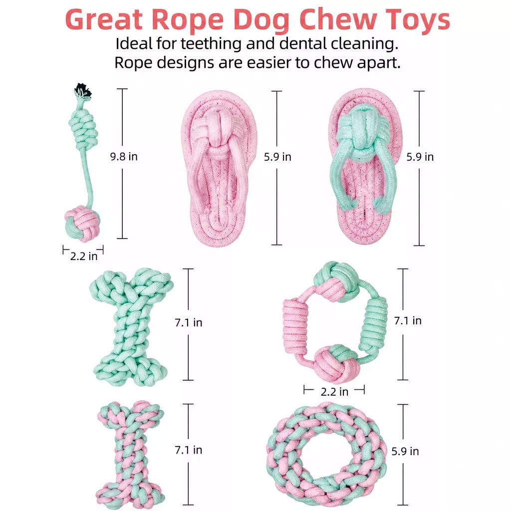 Knotted Cotton-Linen Chew Rope Toy for Small Dogs