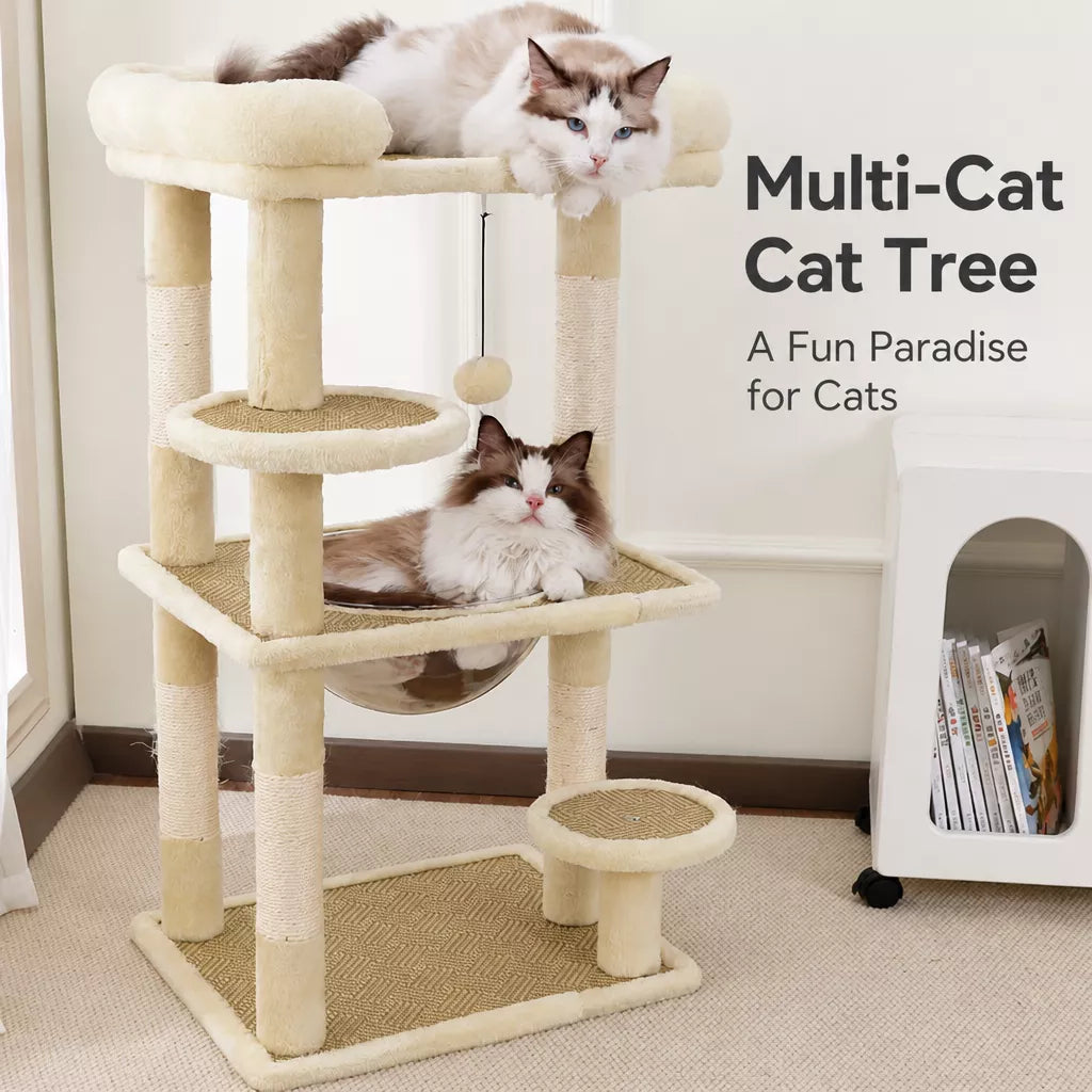Compact Cat Tree with Space Capsule Hideaway and Perch