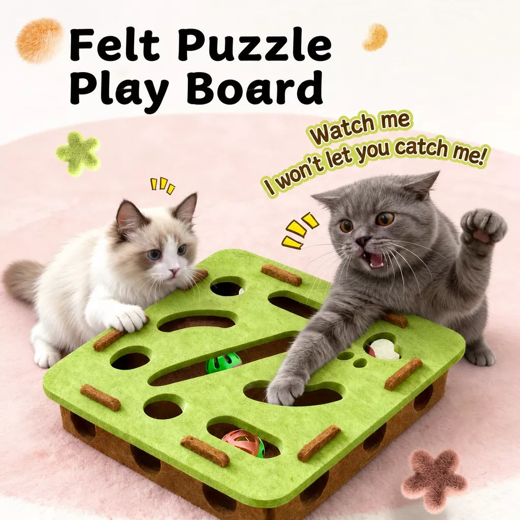 Interactive Plush Cat Toy with Three Bells