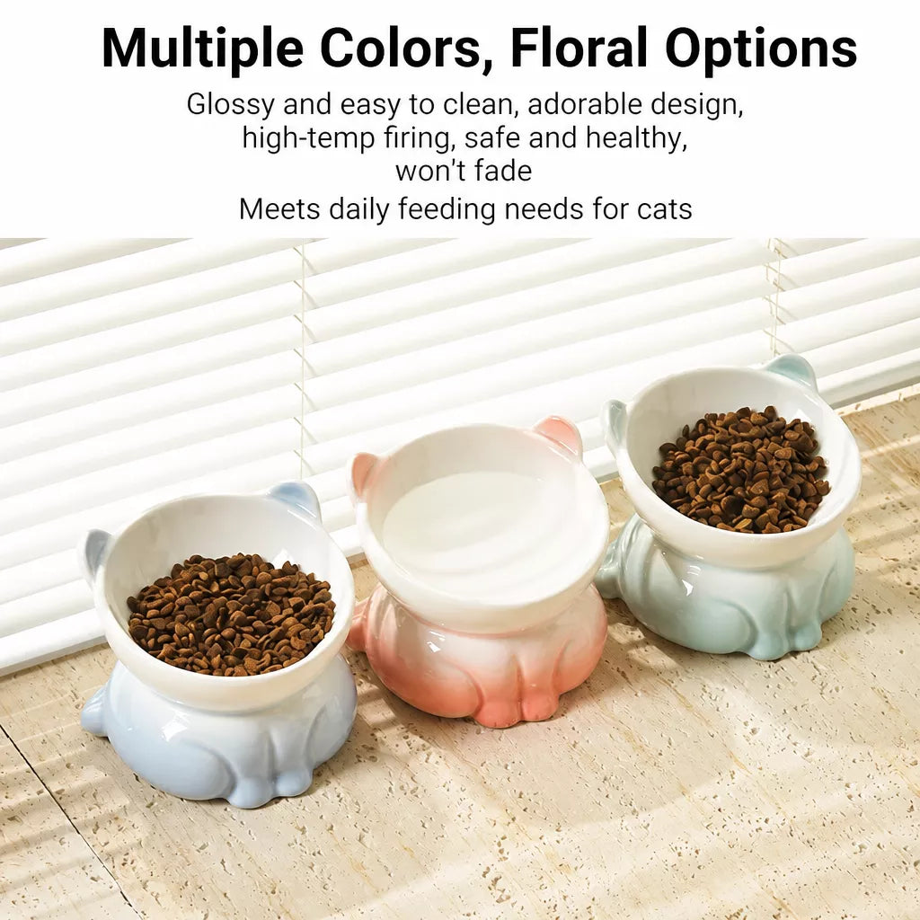 Elevated Ceramic Cat Food Bowl
