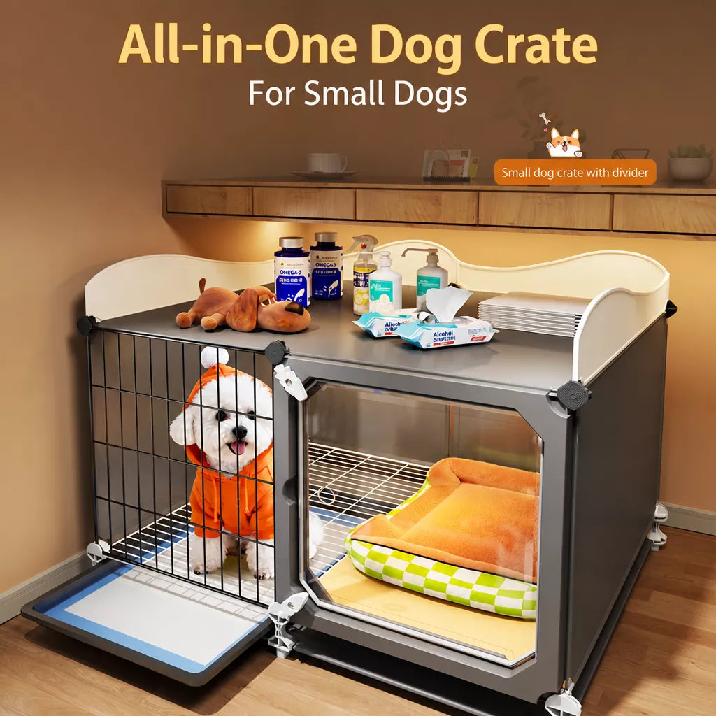Indoor Iron Dog Crate with Separate Potty Area