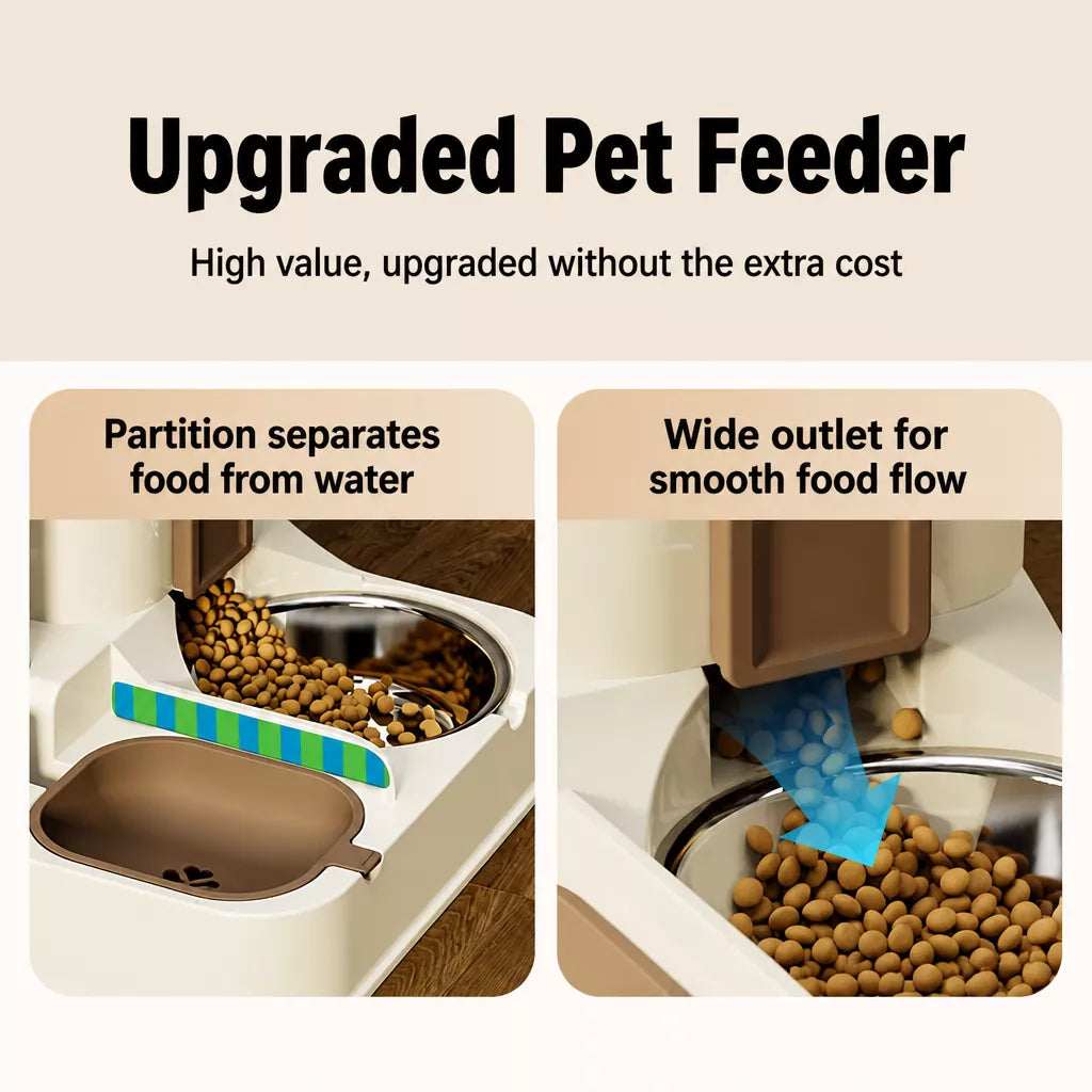 Automatic Pet Feeder with Dual Food and Water Bowls