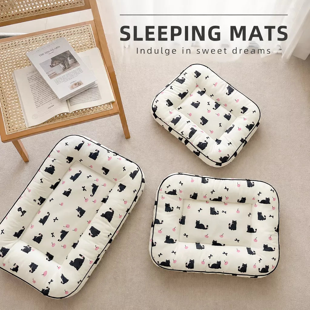 Washable Cotton-Linen Pet Bed Mat for Dogs and Cats
