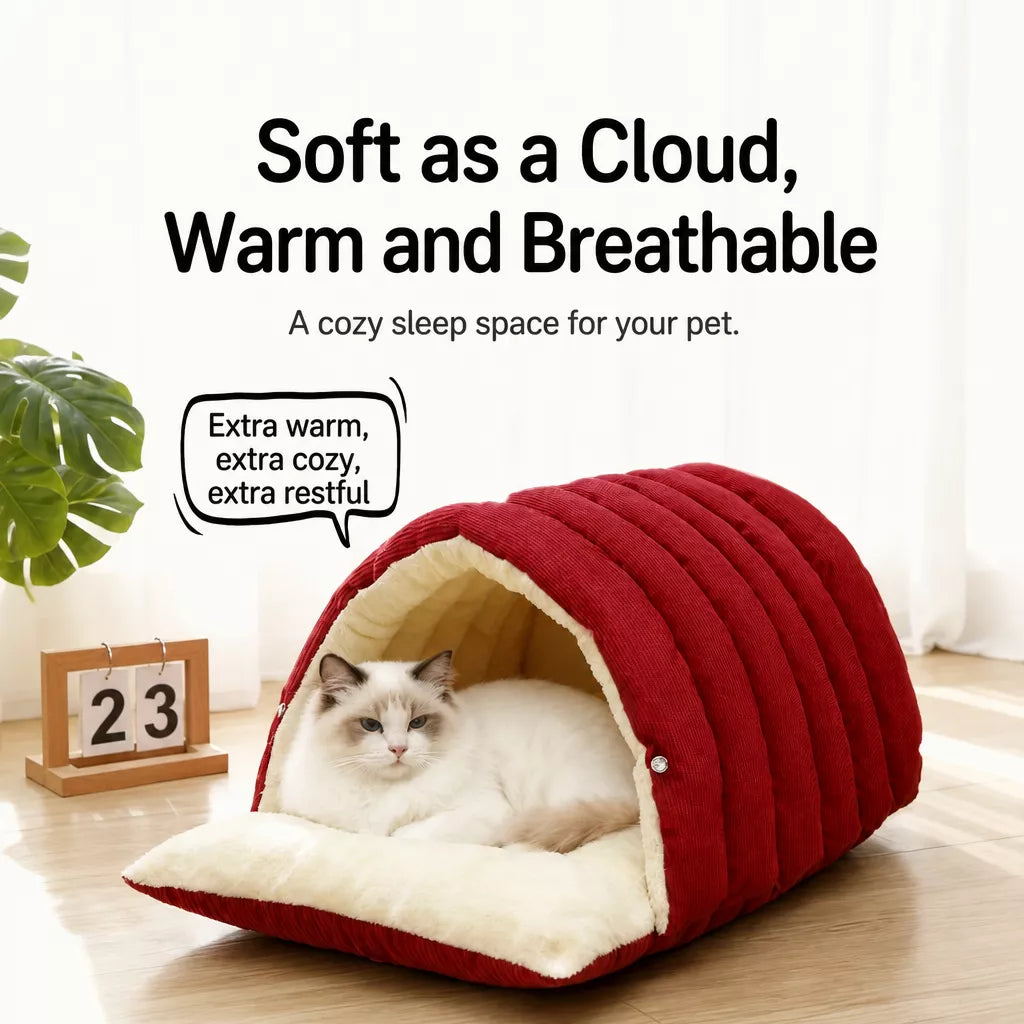 Semi-Enclosed EPE Foam Pet Bed for Cats and Small Dogs