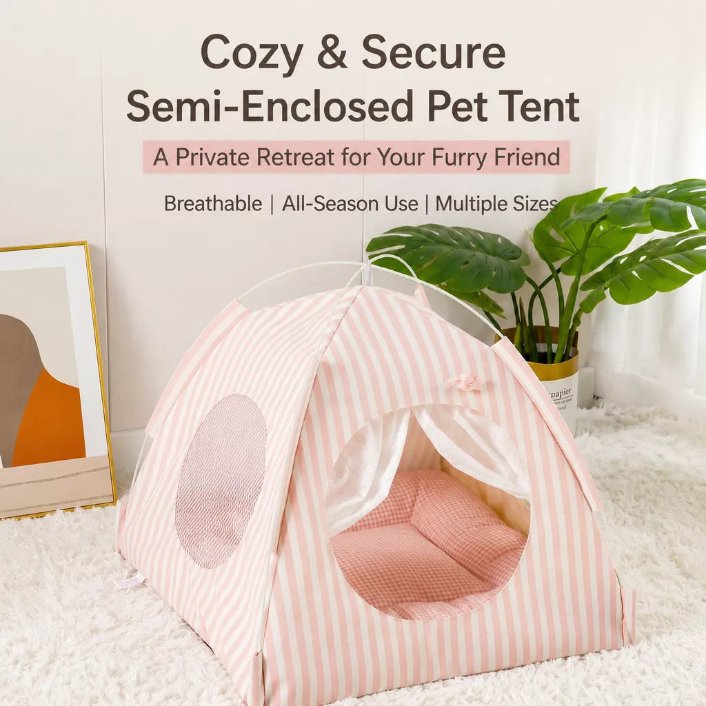 Indoor Tent Bed for Cats and Dogs with Reversible Cushion
