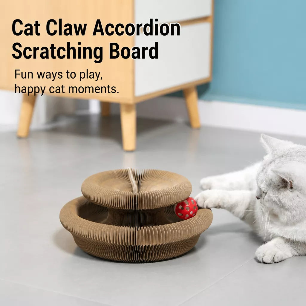 Foldable Accordion Cat Scratcher Toy with Bell