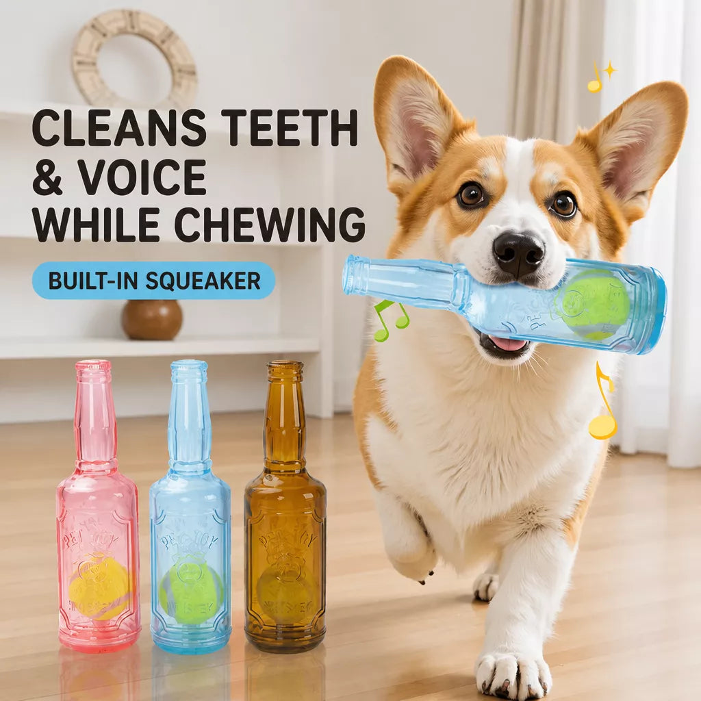 Small Dog Squeaky Bottle Toy with Tennis Ball