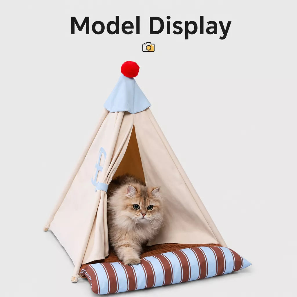 Semi-Enclosed Tent Bed for Small Dogs and Cats