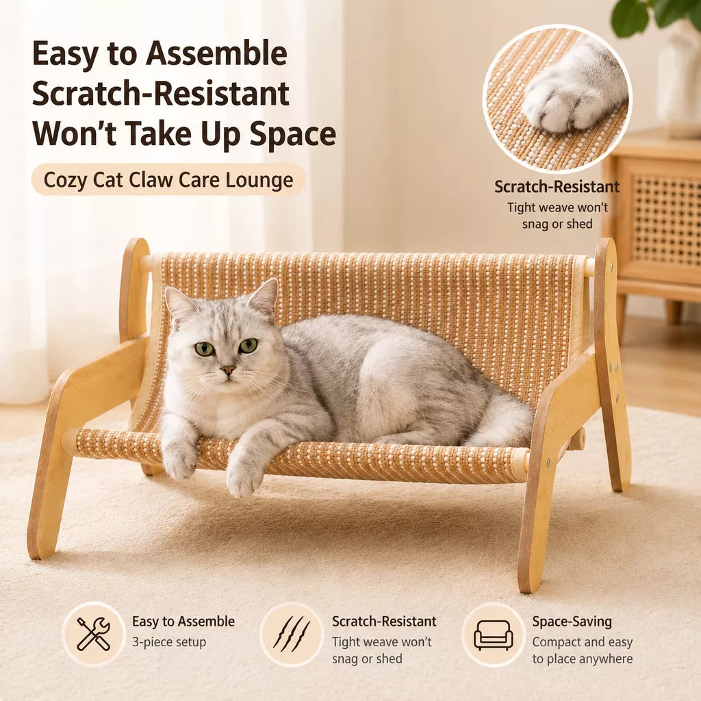 Cat Scratcher Lounge with Cotton-Linen Bed