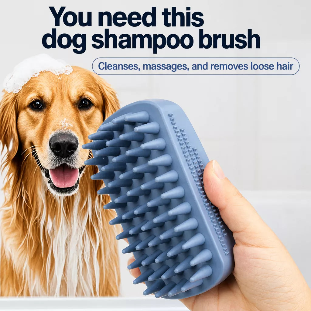 Silicone Pet Bath & Grooming Brush for Dogs and Cats