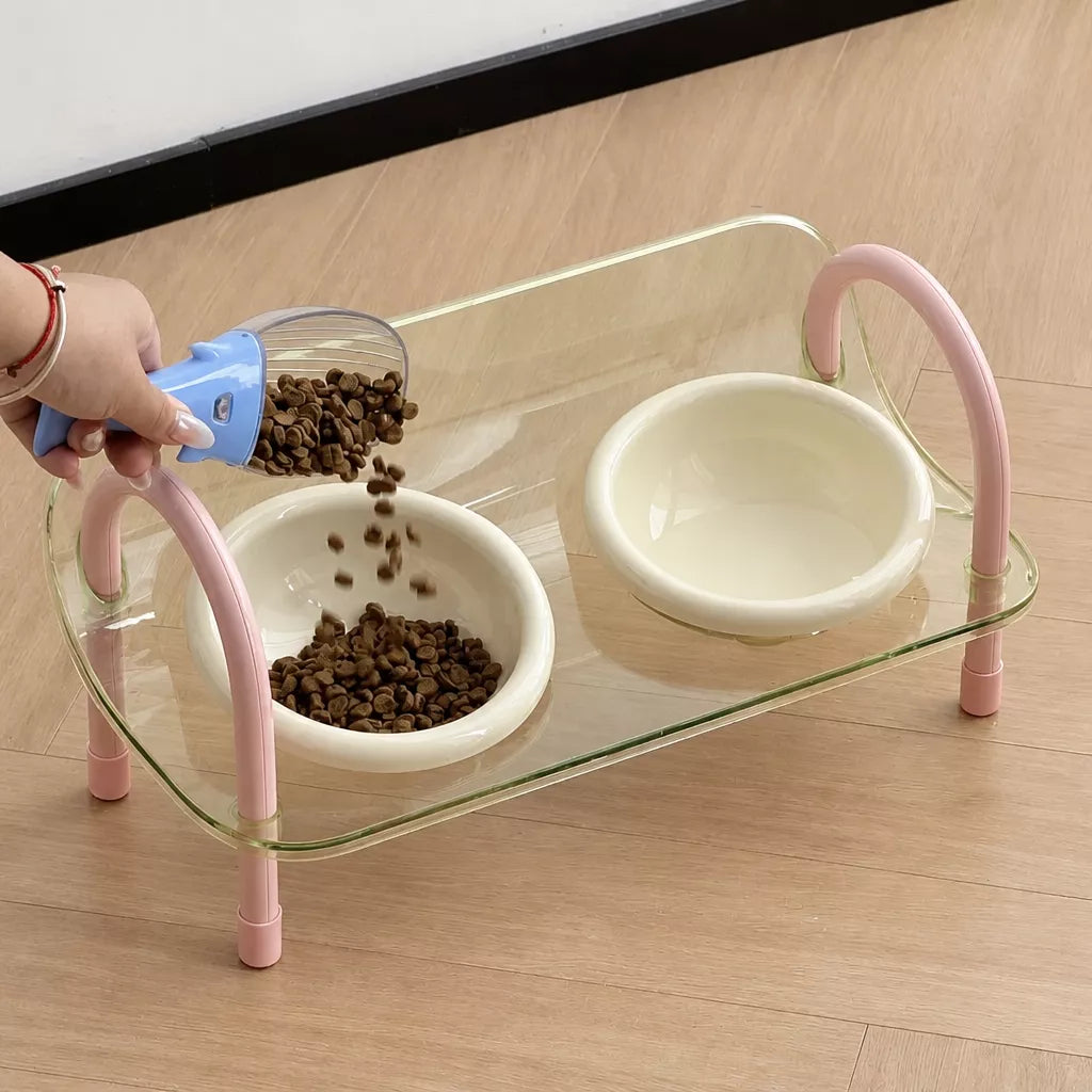 Ceramic Double-Bowl Slow Feeder Set for Pets