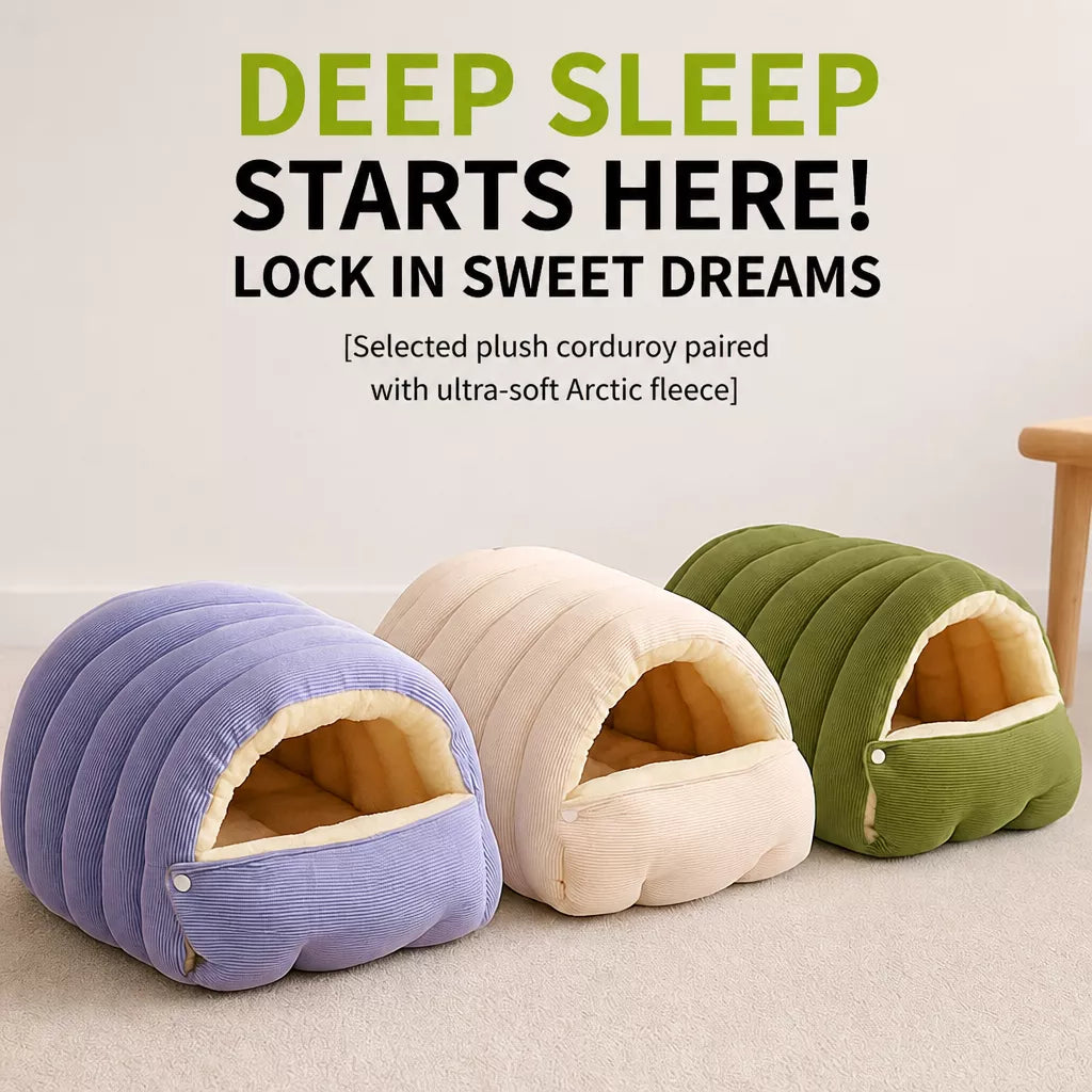 Semi-Enclosed Cat & Dog Bed with Removable Washable Cover
