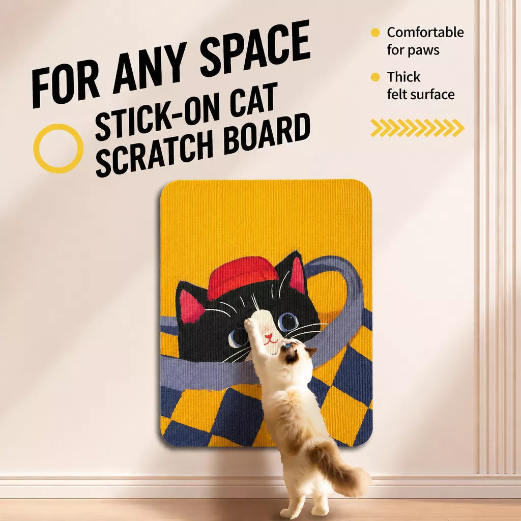 Peel-and-Stick Felt Cat Scratcher Wall Mat