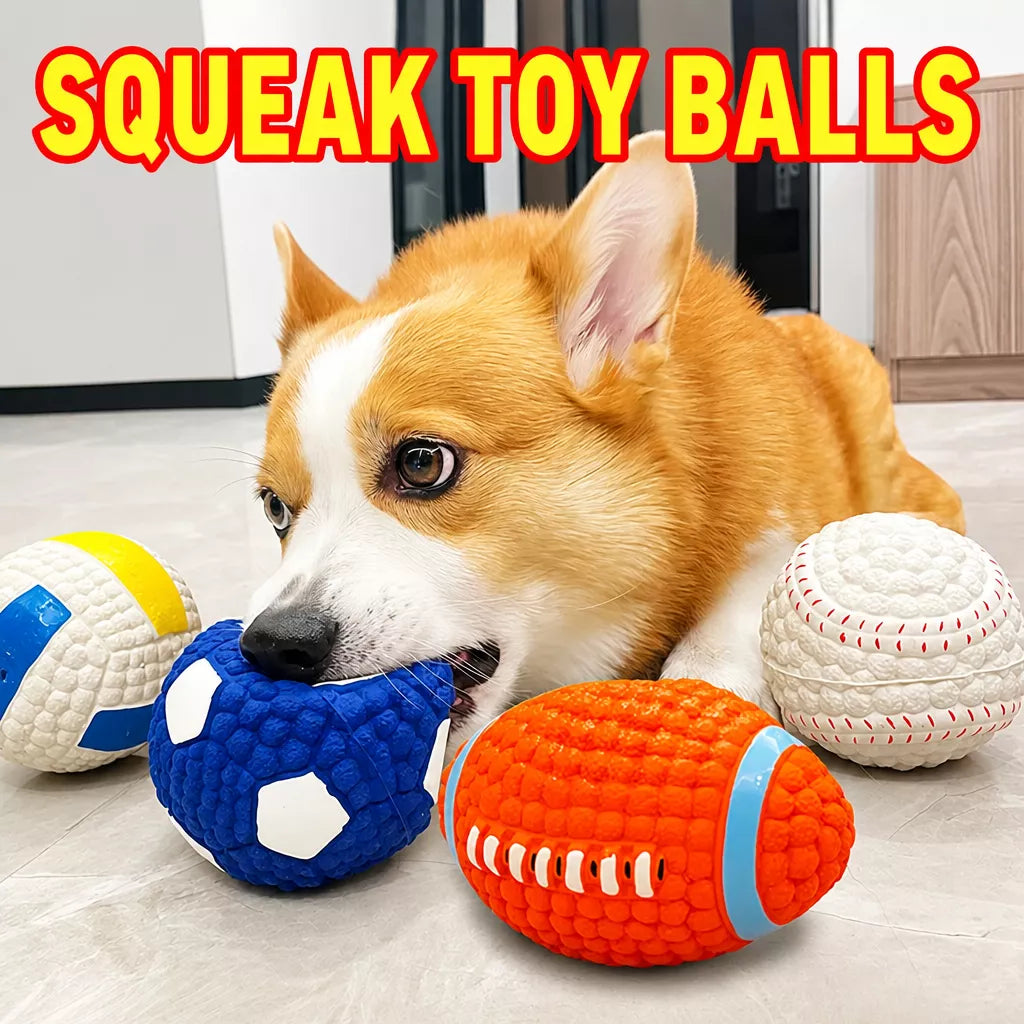 Squeaky Vinyl Sports Ball Toys for Small and Medium Dogs