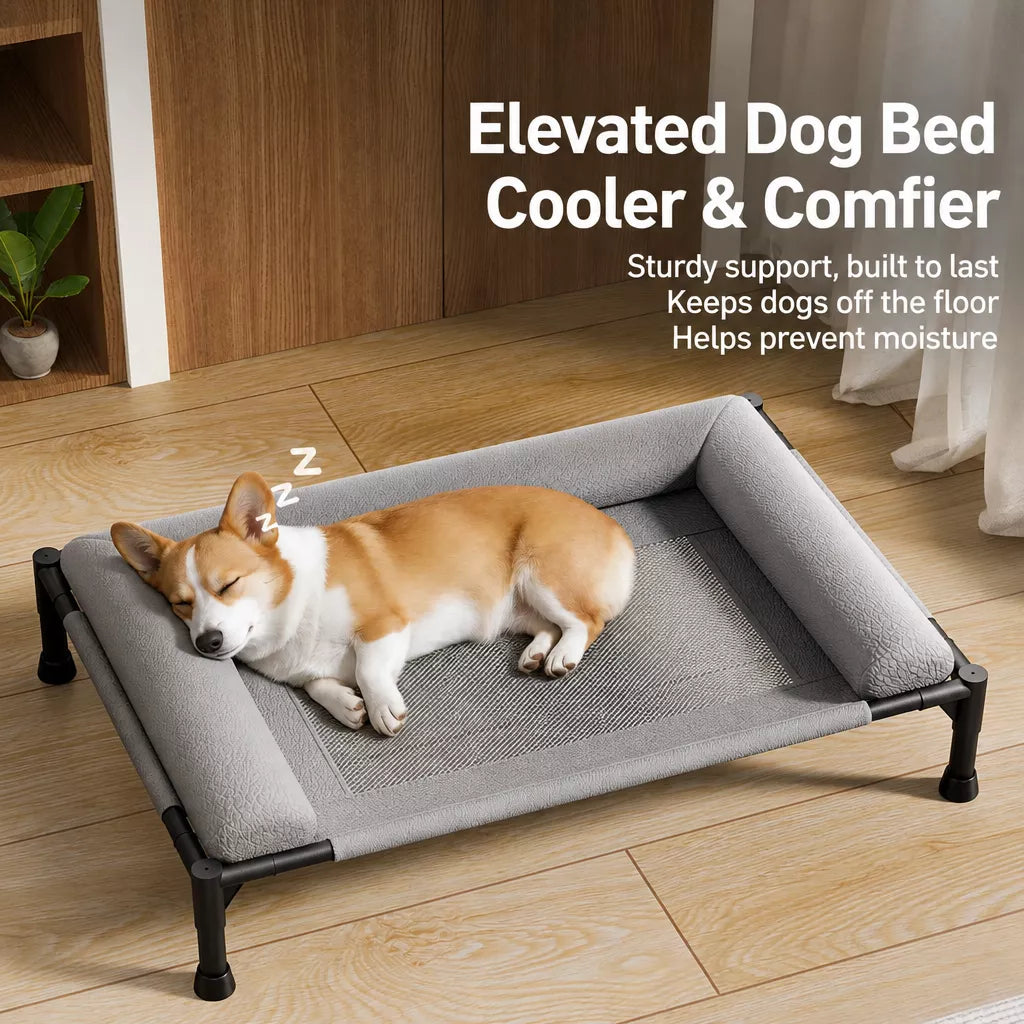 Elevated Faux Leather Dog Bed with Removable, Washable Design