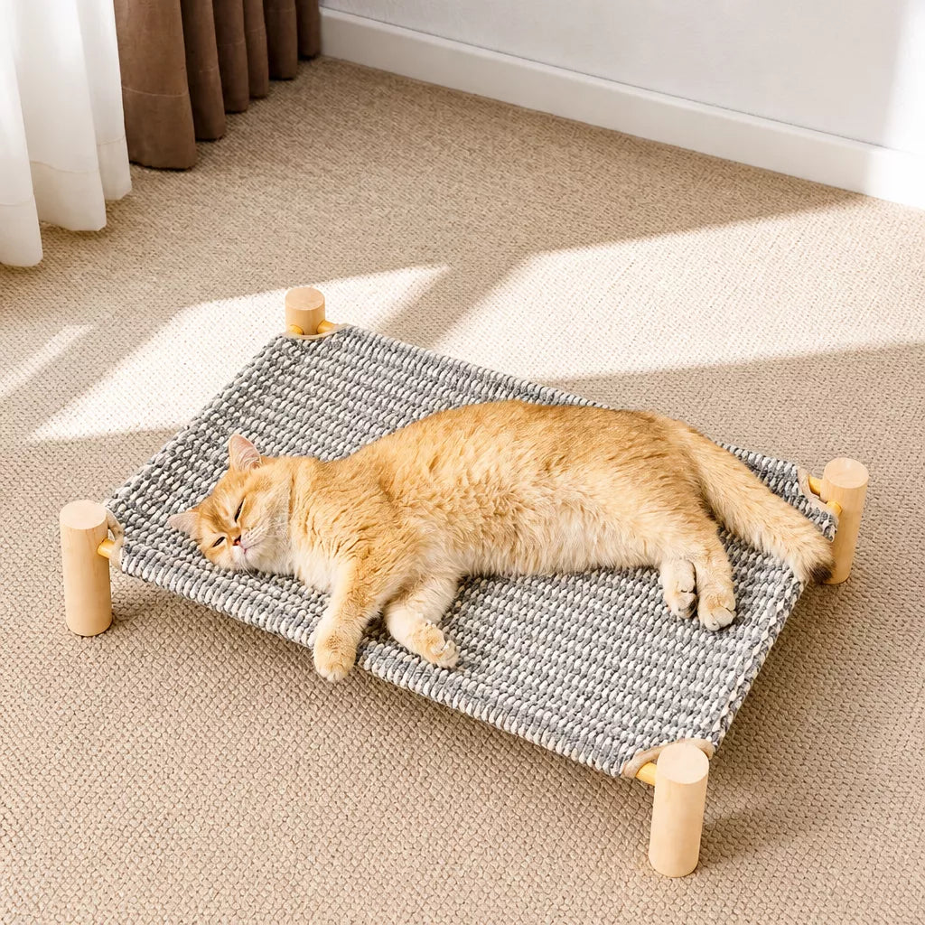 Cot-Style Pet Bed with Scratching Surface