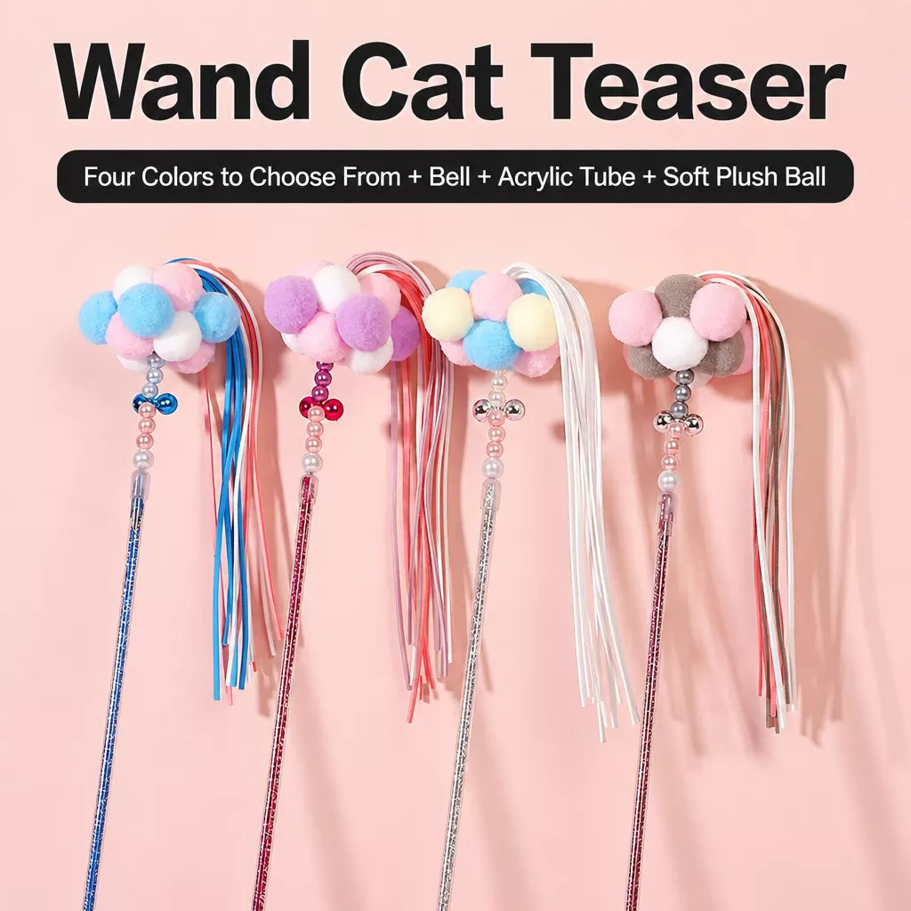 Fairy Cat Teaser Wand with Pom-Pom Toy