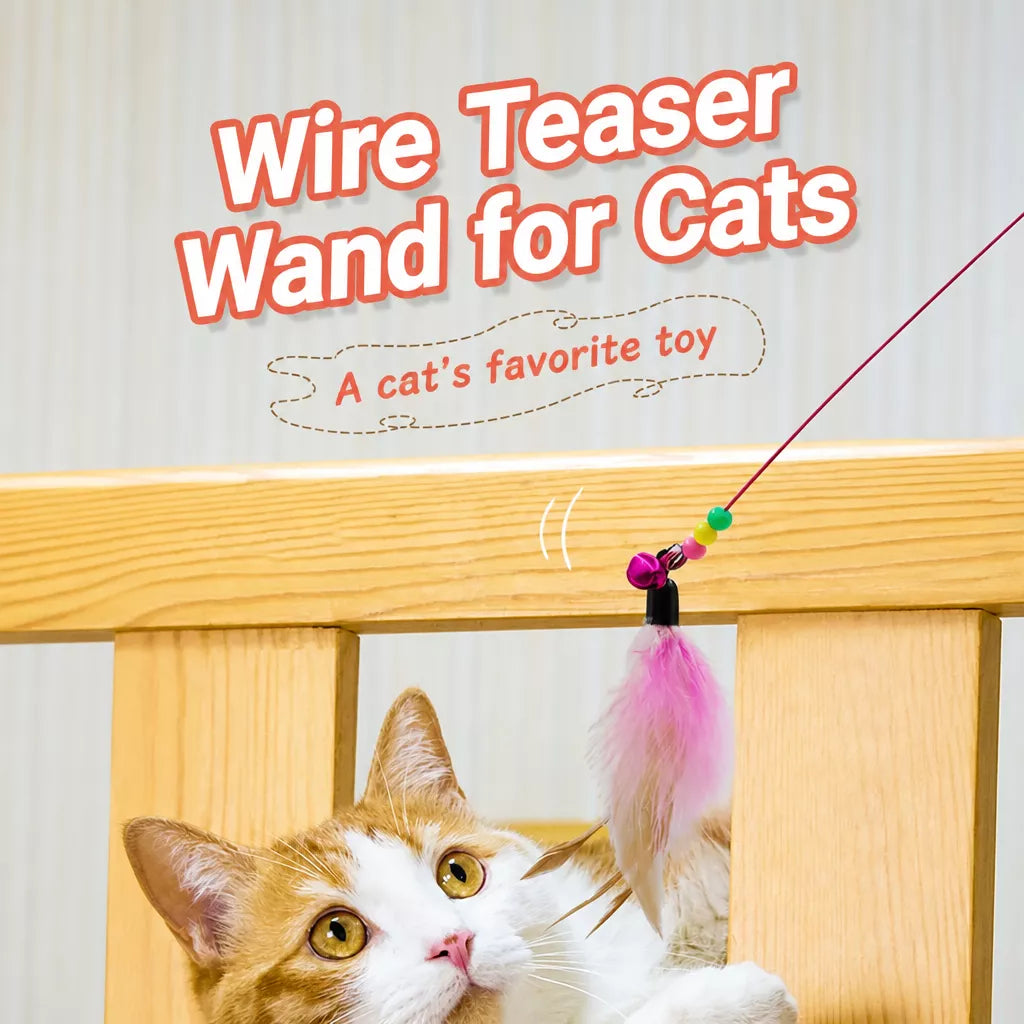 Cat Teaser Wand with Bell and Feather