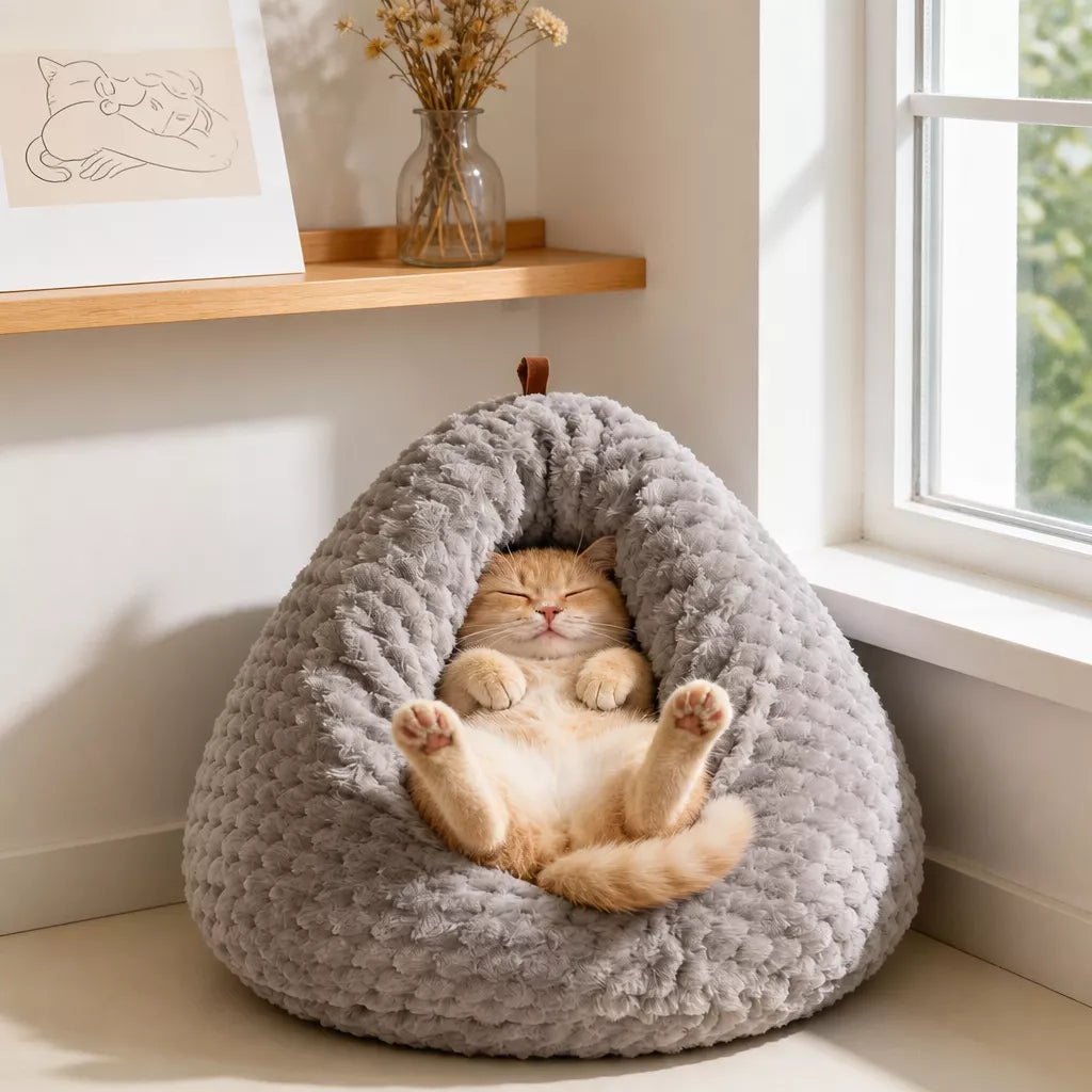 Chicken Butt-Shaped Enclosed Plush Cat Bed