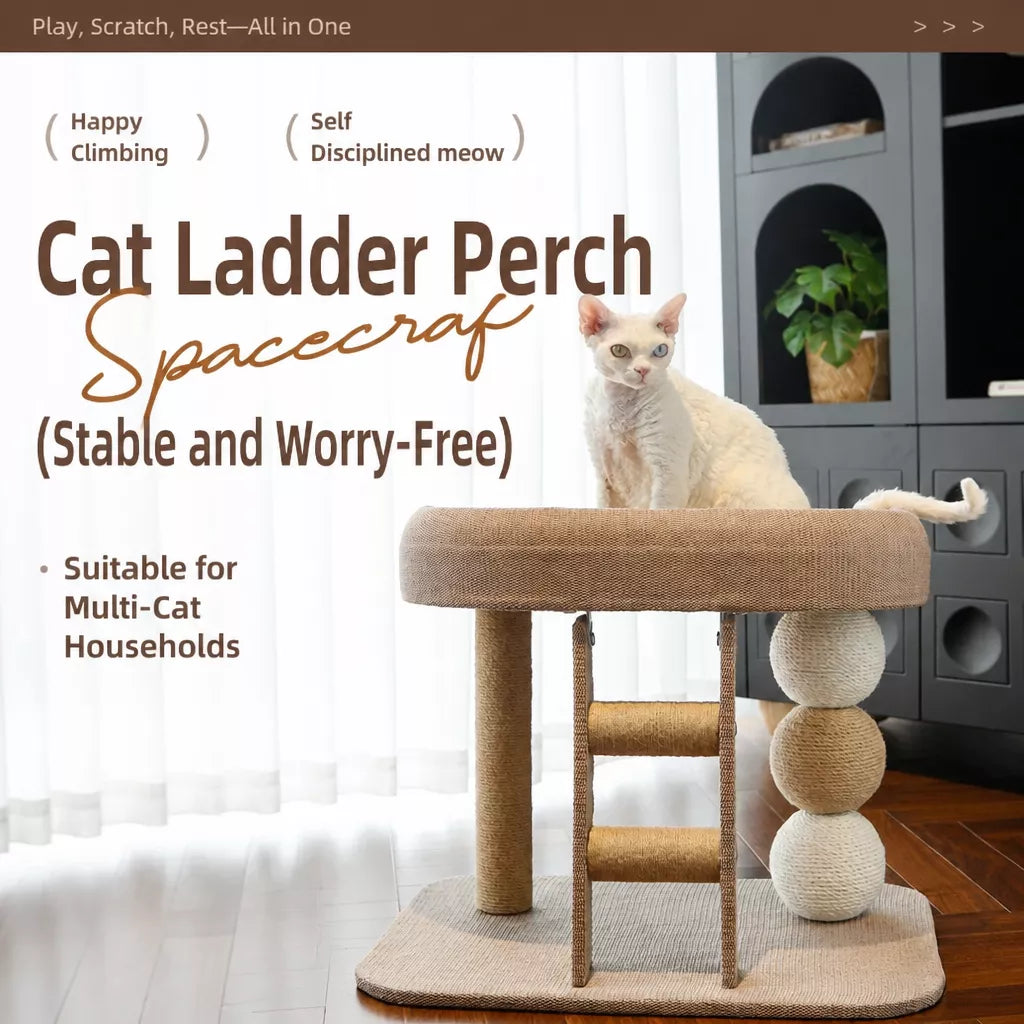 Low-Profile Cat Tree with Sisal Scratching Mat