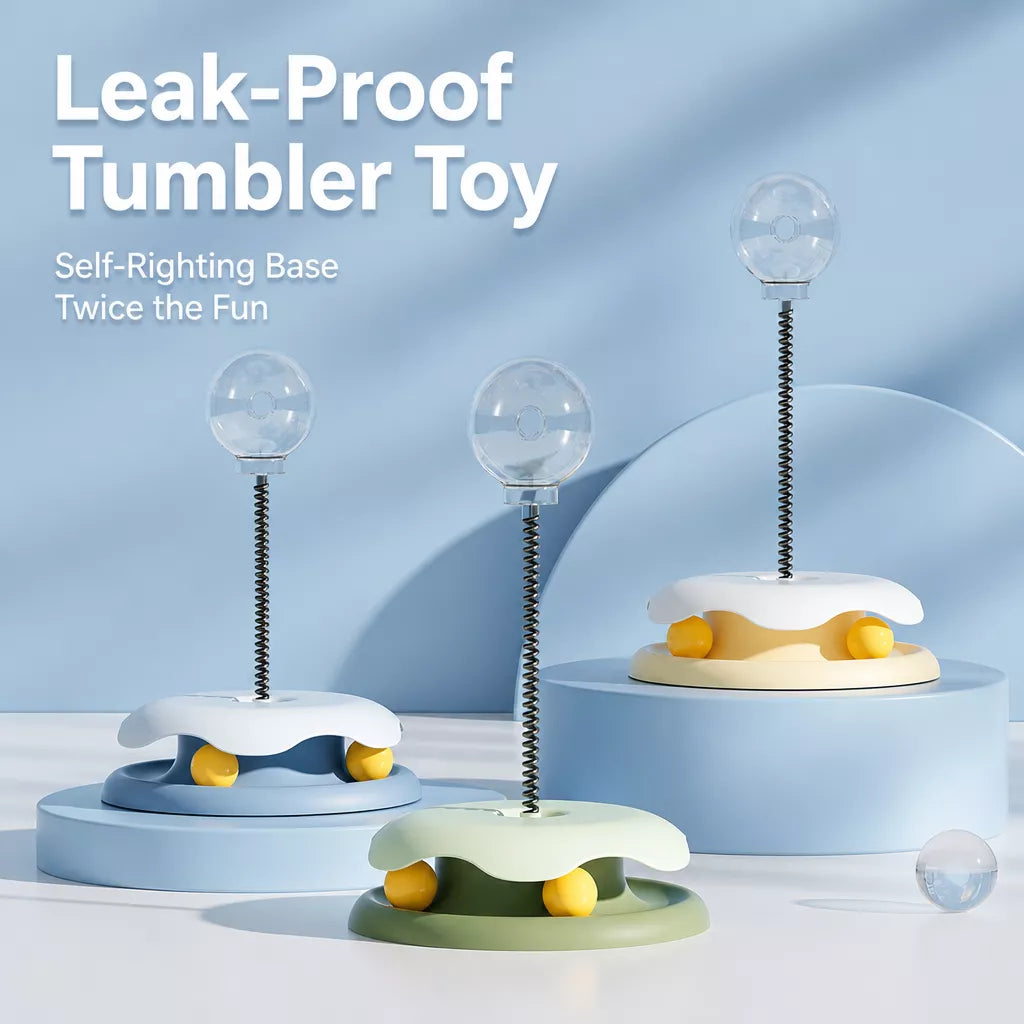 Interactive Cat Treat Spinner Toy with Teaser and Yarn Ball Options