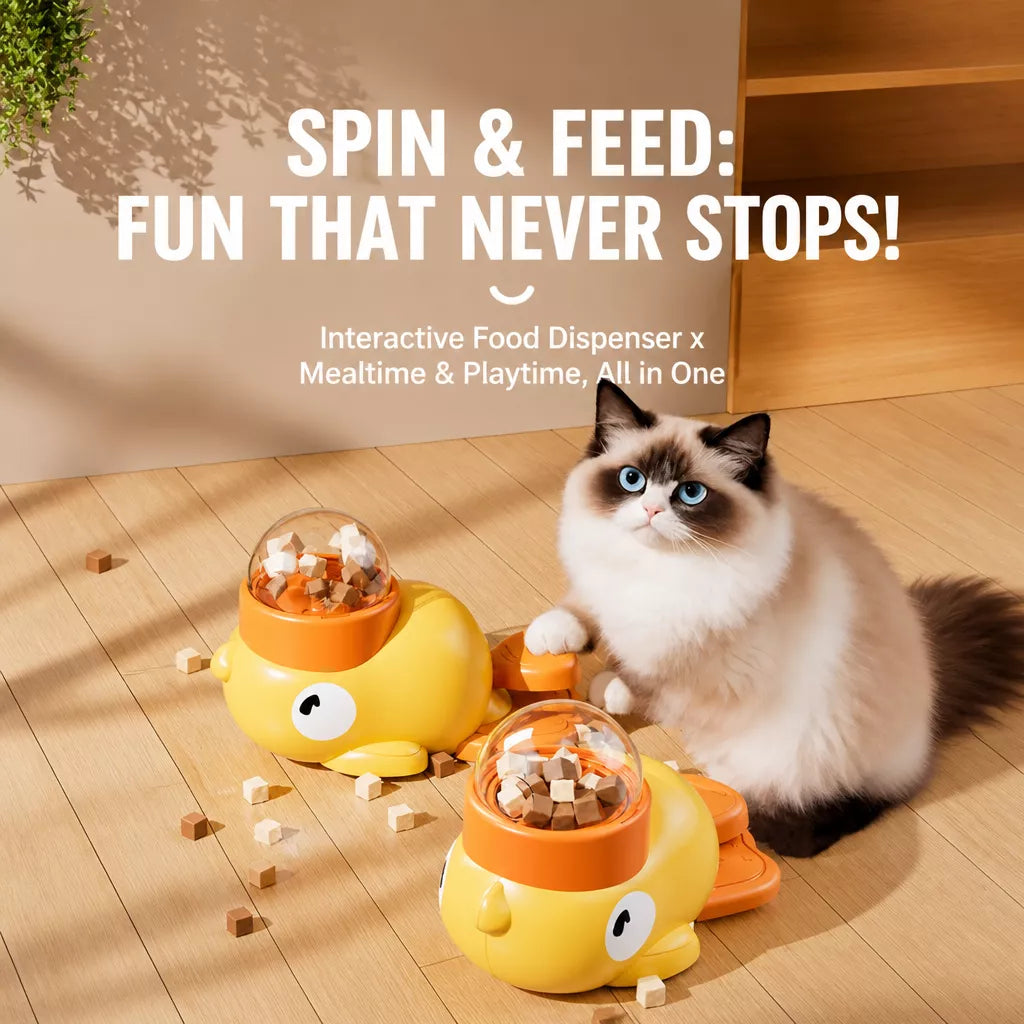 Rotating Duck Treat Dispenser Toy for Cats