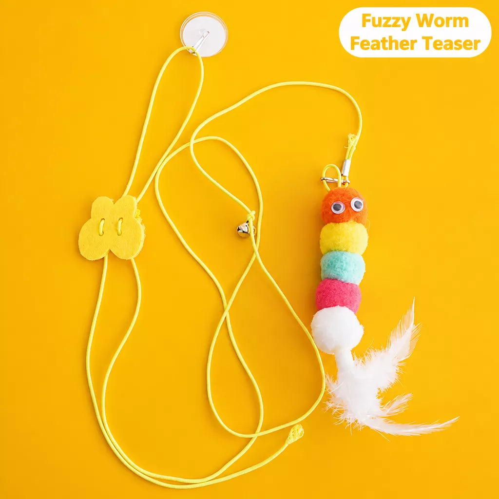 Door-Hanging Feather Cat Teaser Toy with Elastic Cord