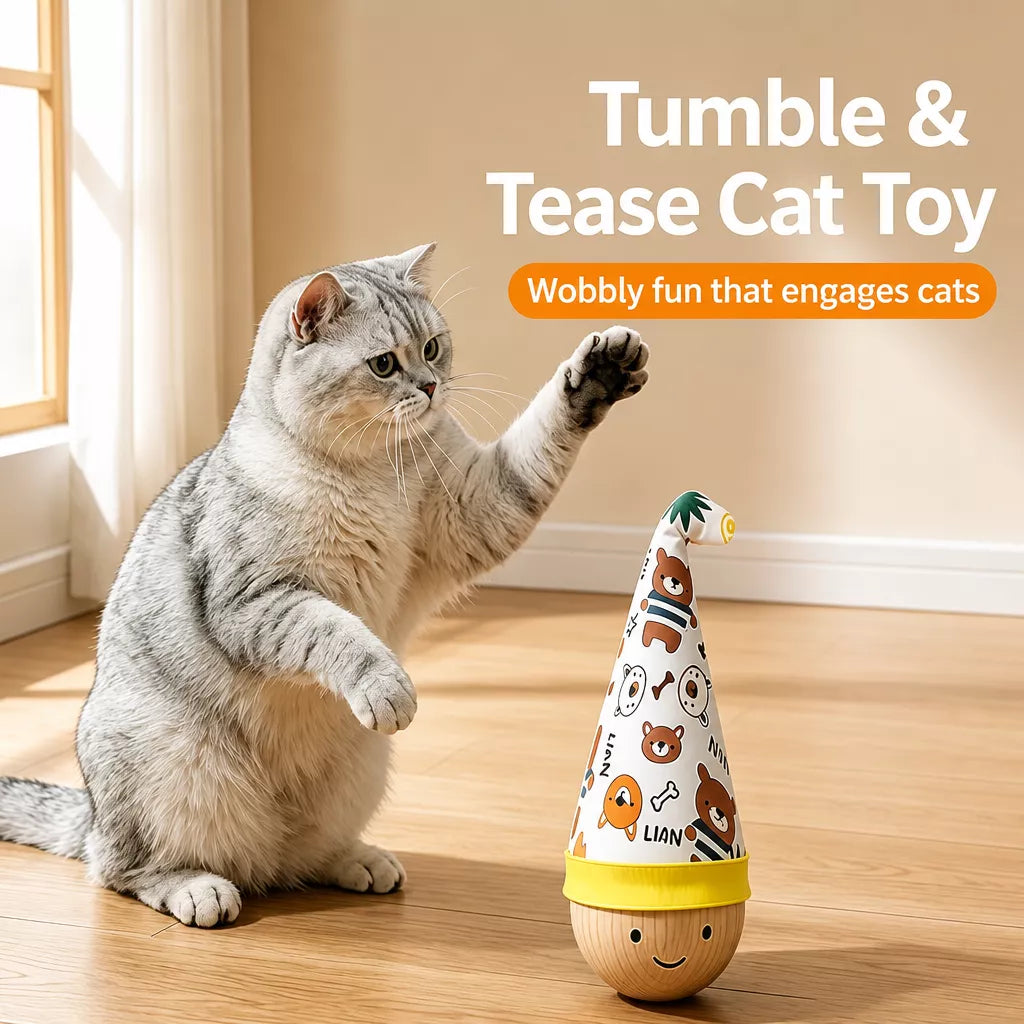 Wobble Cat Toy with Feather Teaser