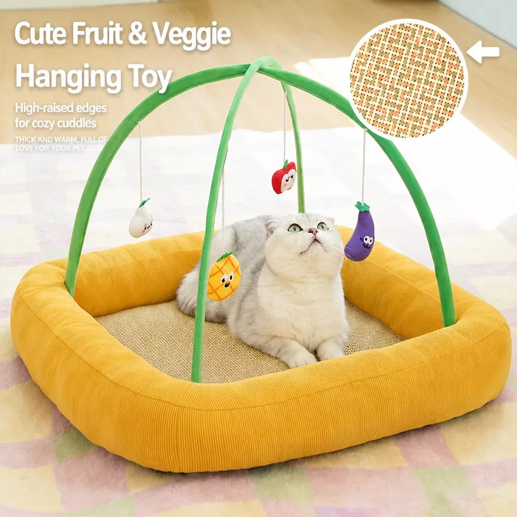 Tent-Style Cat Bed with Floor Mat