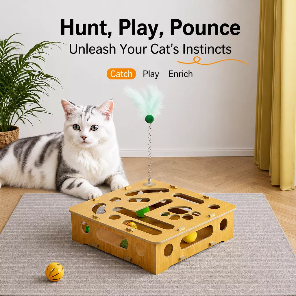 Cat Maze Puzzle Toy with Rolling Balls