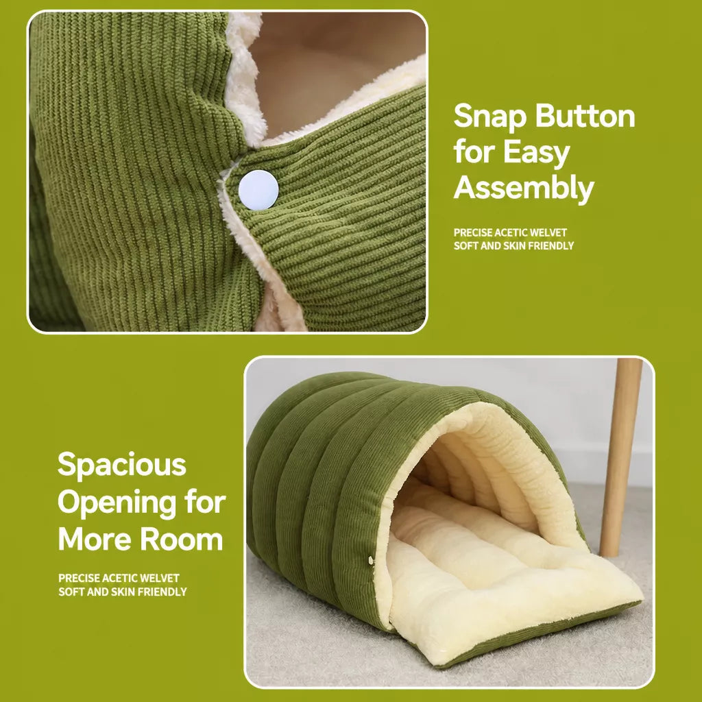 Semi-Enclosed Cat & Dog Bed with Removable Washable Cover