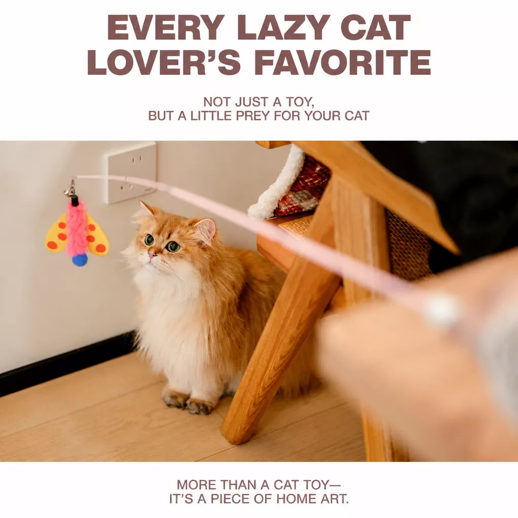 Retractable Cat Teaser Wand with Replaceable Attachments