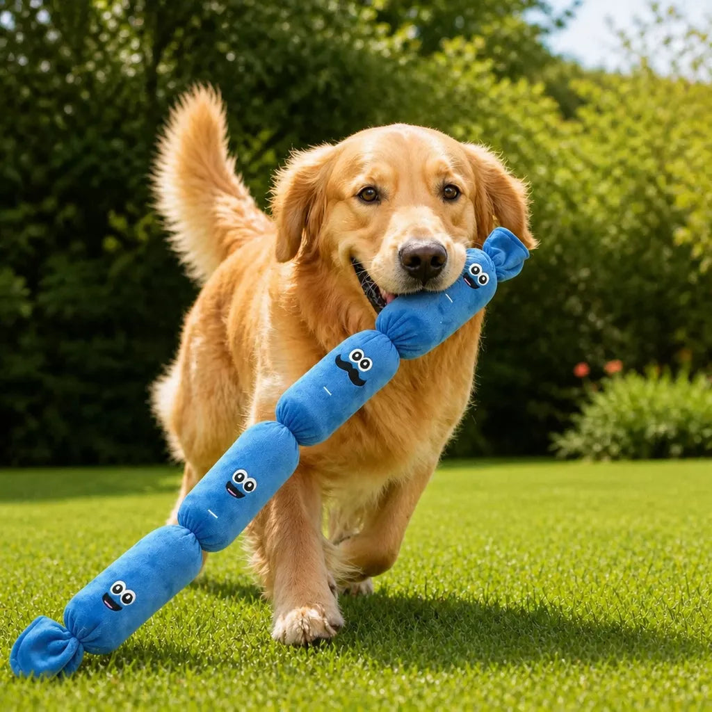 Four-Section Sausage Squeaky Tug Toy for Dogs