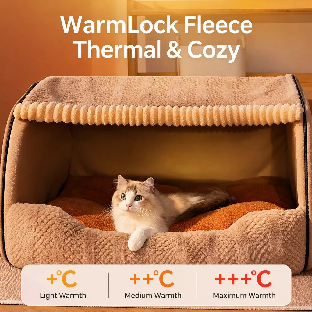Enclosed Pet Bed with Removable Cover for Cats and Dogs