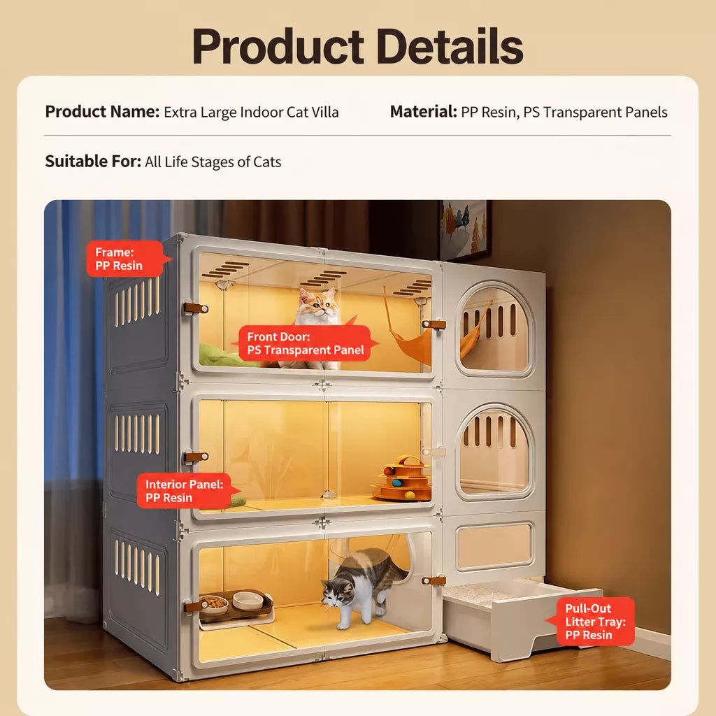 Indoor Cat Enclosure with Litter Box Area