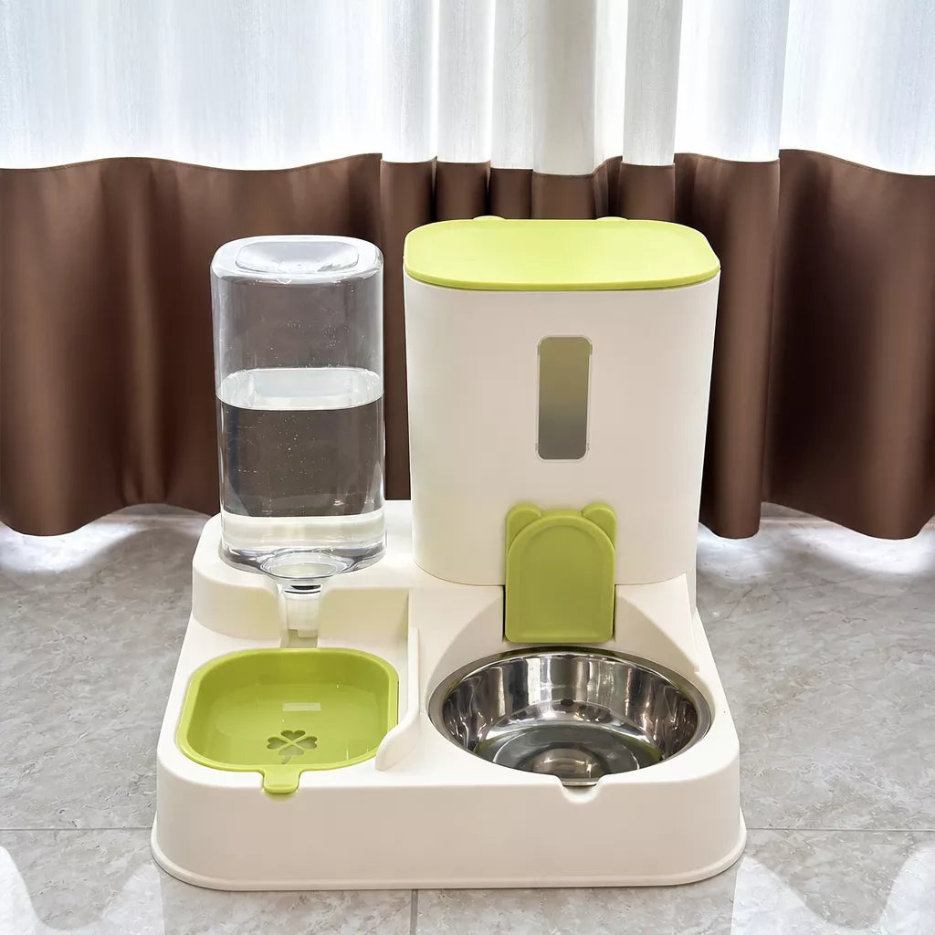 Automatic Pet Feeder with Dual Food and Water Bowls