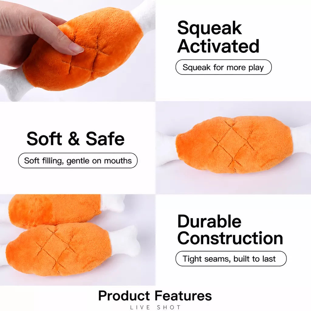 Plush Squeaky Chicken Leg Dog Toy