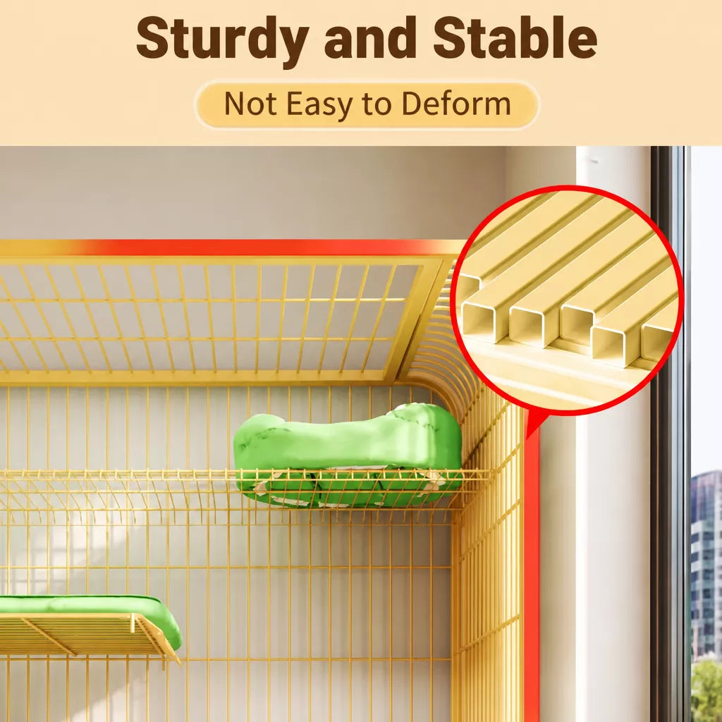 Multi-Level Cat Cage with Integrated Litter Box