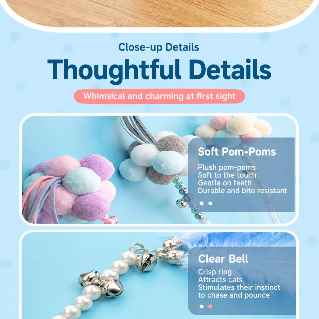 Feather Cat Teaser Wand Toy with Bell