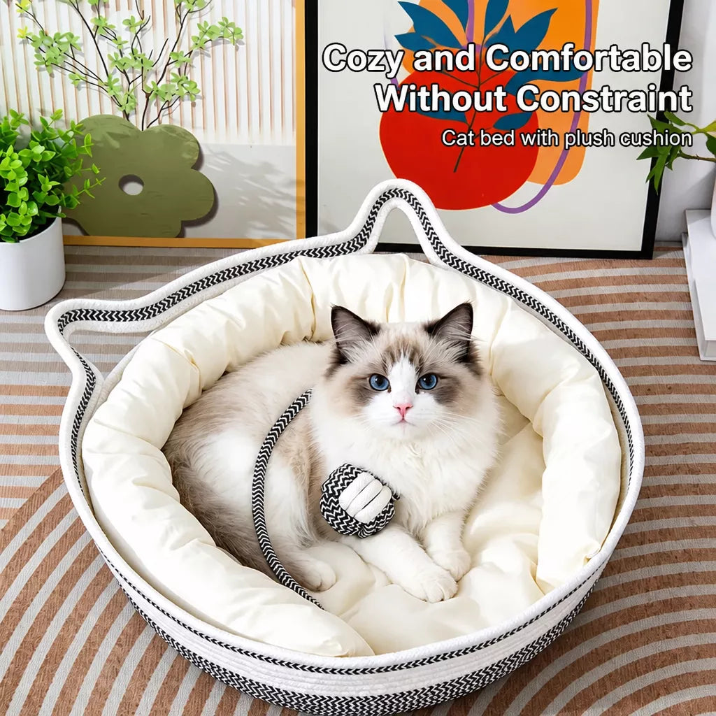 Cat Bed with Built-In Scratching Pad