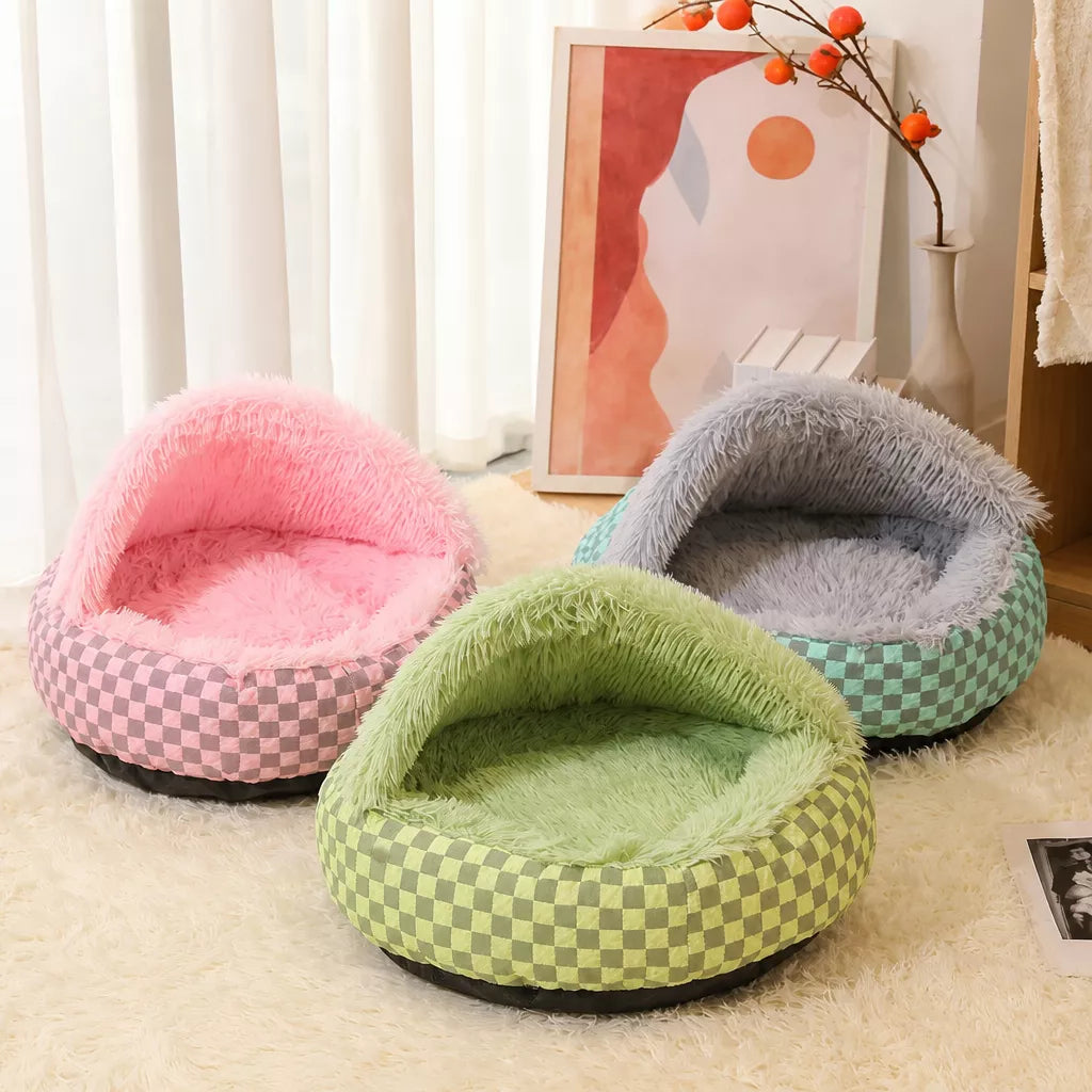 Semi-Enclosed Pet Bed for Cats and Small Dogs