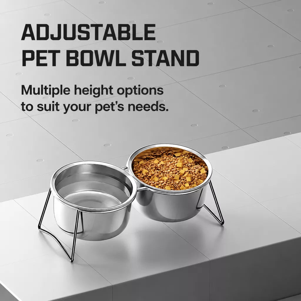 Elevated Stainless Steel Pet Bowl Stand for Dogs & Cats