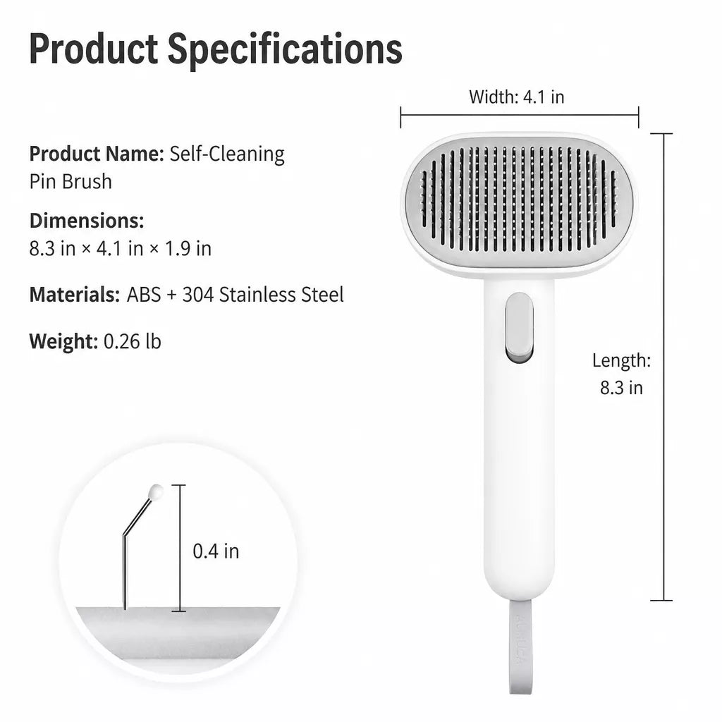 2-in-1 Dog & Cat Grooming Brush with Detangling Comb