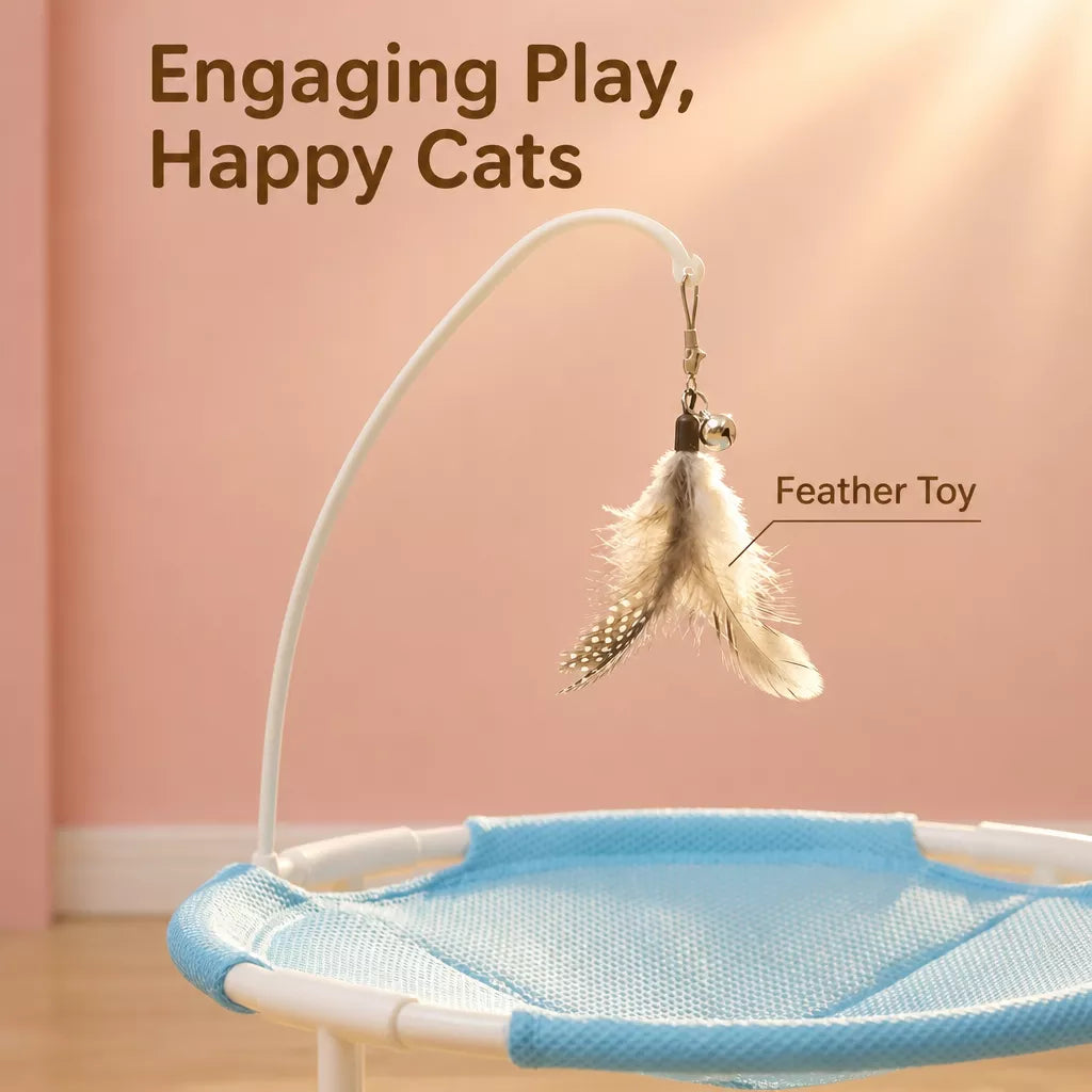 Round Elevated Pet Bed with Breathable Hammock-Style Surface