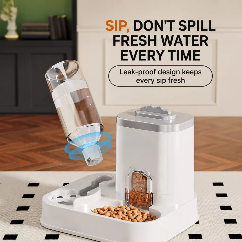 Automatic Pet Feeder and Water Bowl for Cats & Dogs
